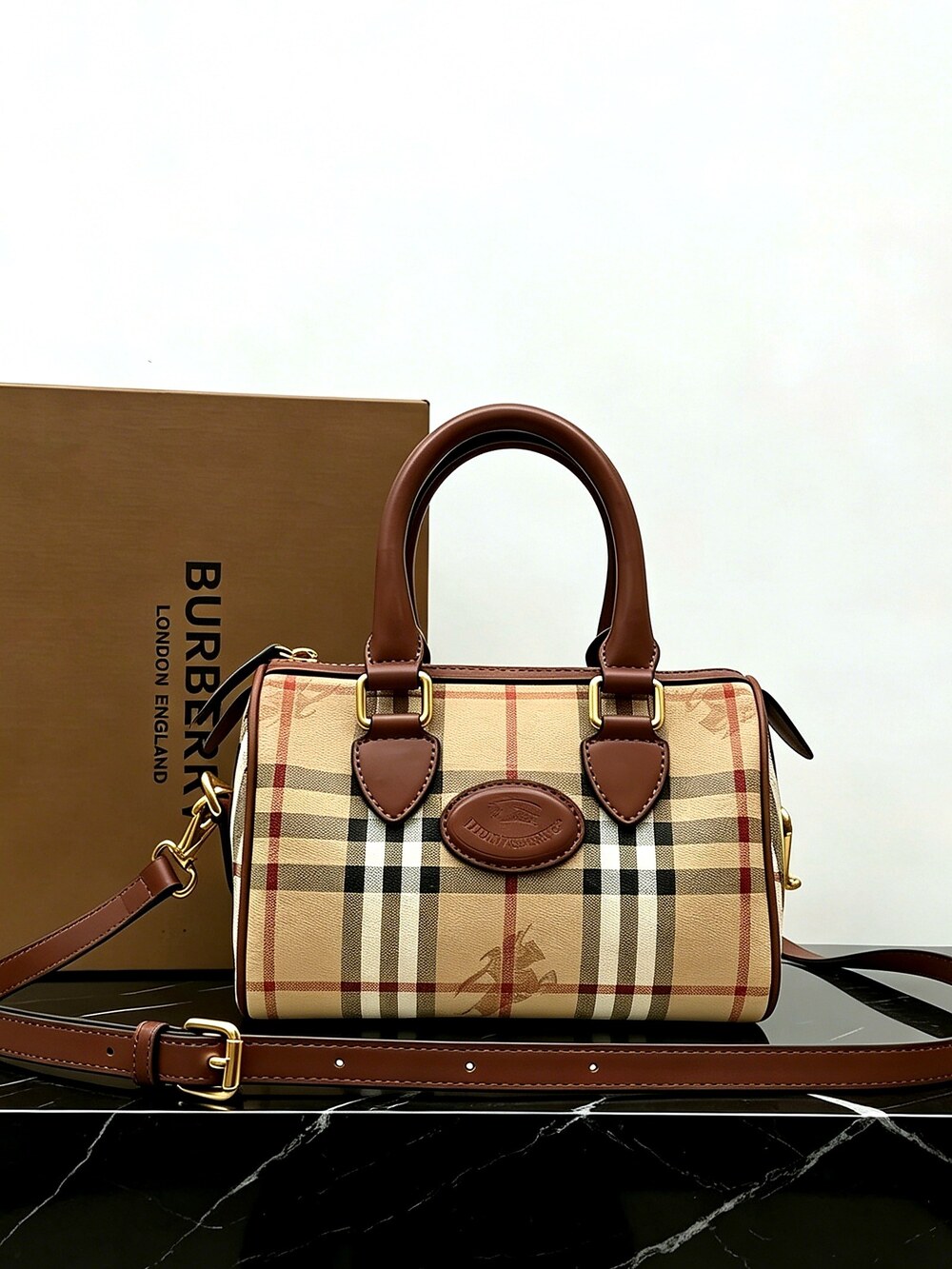 Burberry Mini Check Bowling Bag - Picture 4 of 6